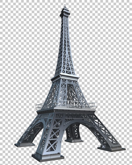 PSD eiffel tower isolated on transparent background 3d rendering illustration