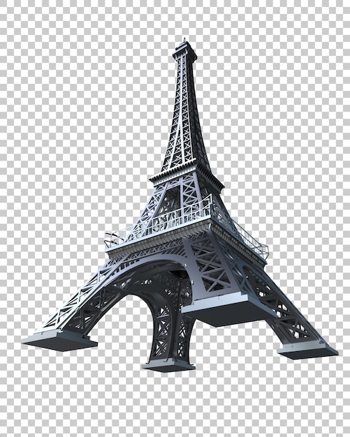 Torre eiffel isolata su uno sfondo trasparente illustrazione di rendering 3d