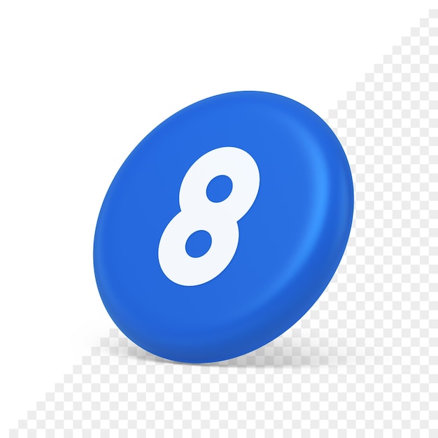 Otto numeri blu pulsante calcolatrice conteggio matematico applicazione web 3d icona realistica isometrica