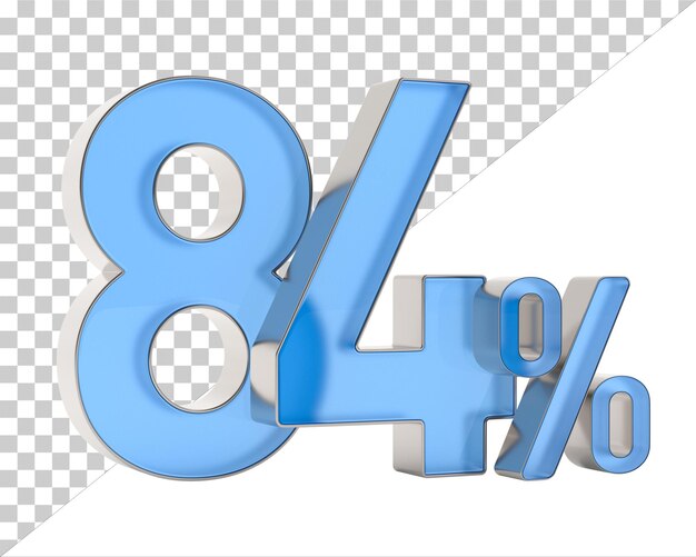 Eighty four percent on white background Isolated 3D illustration