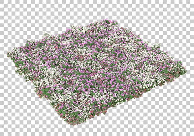 Eiland van bloemen op transparante achtergrond 3d-rendering illustratie