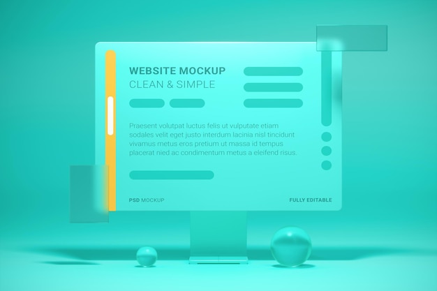 PSD ekran monitora komputera makieta strony internetowej