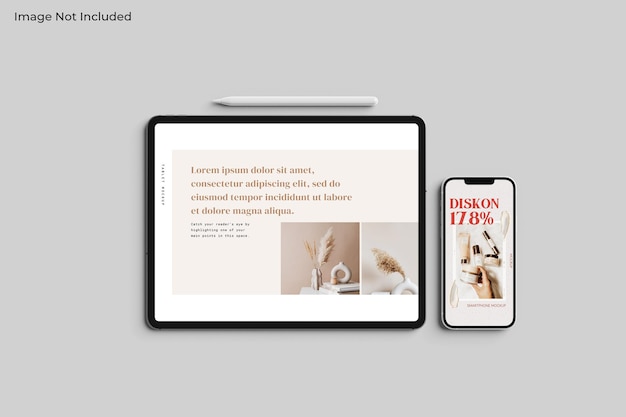 Ekran tabletu z makietą smartfona