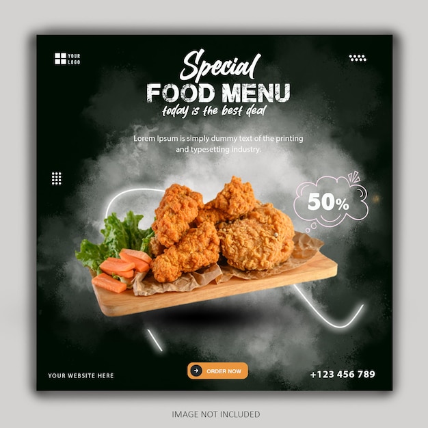 Ekran z napisem specjalne menu żywności