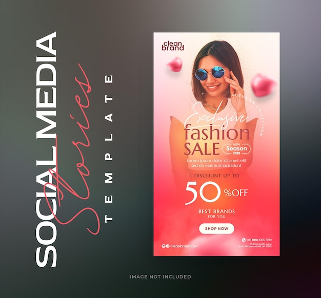 PSD ekskluzywna sprzedaż mody historie instagram lub szablon projektowania banerów internetowych