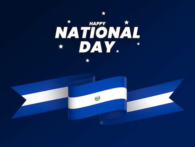 PSD el salvador flag element design national independence day banner ribbon psd