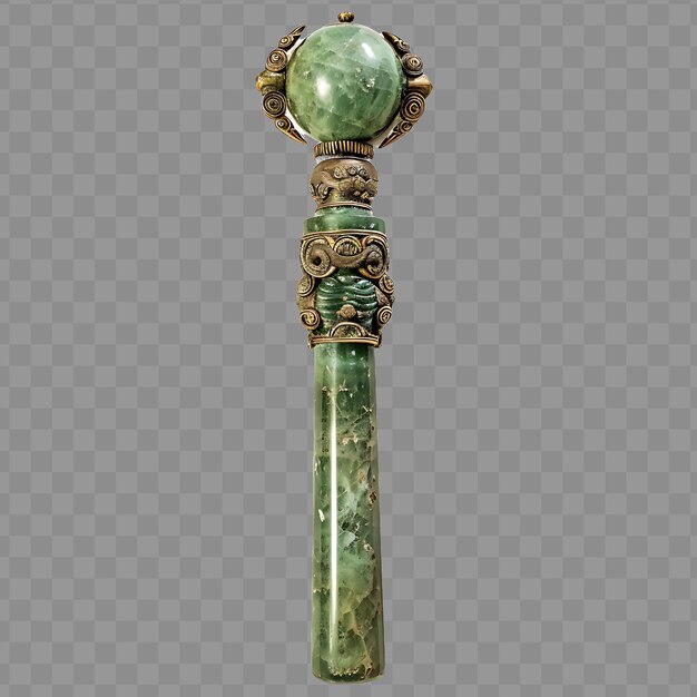 PSD elaborate ritualistic jade scepter adorned with spiritual em game asset isolated concept png design