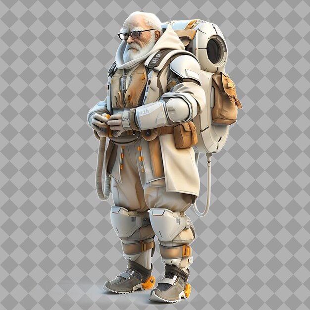 elderly man interdimensional traveler with wise form interdi isolated high quality character render