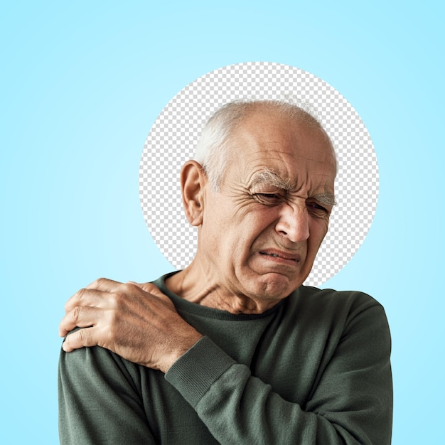 elderly man suffering from severe shoulder pain