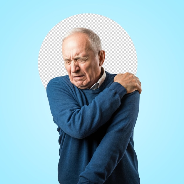 elderly man suffering from severe shoulder pain