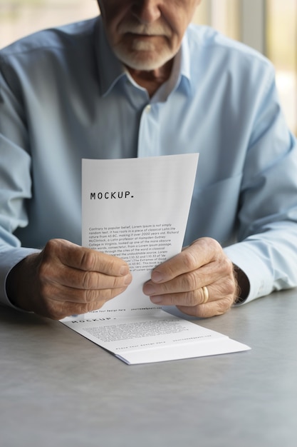 elderly person working mockup