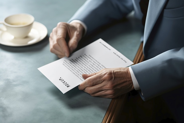 PSD elderly person working mockup