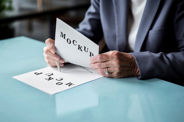 elderly person working mockup