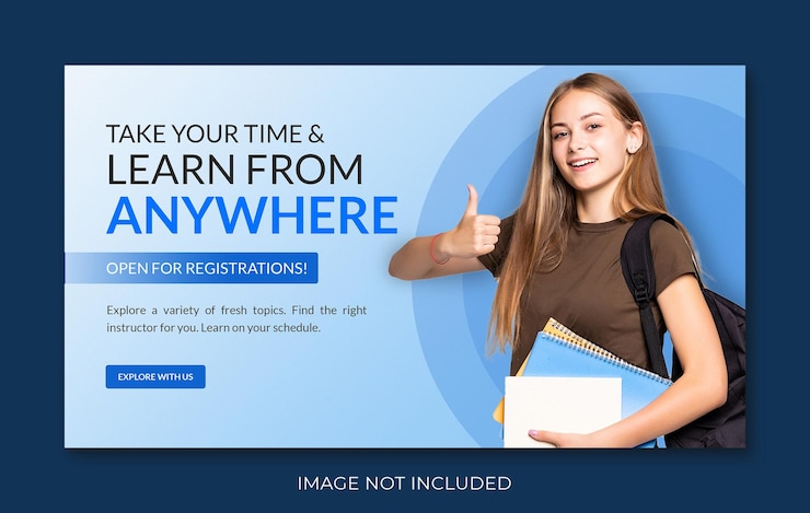 PSD elearning and online class course education banner facebook horizontal web ads banner template psd