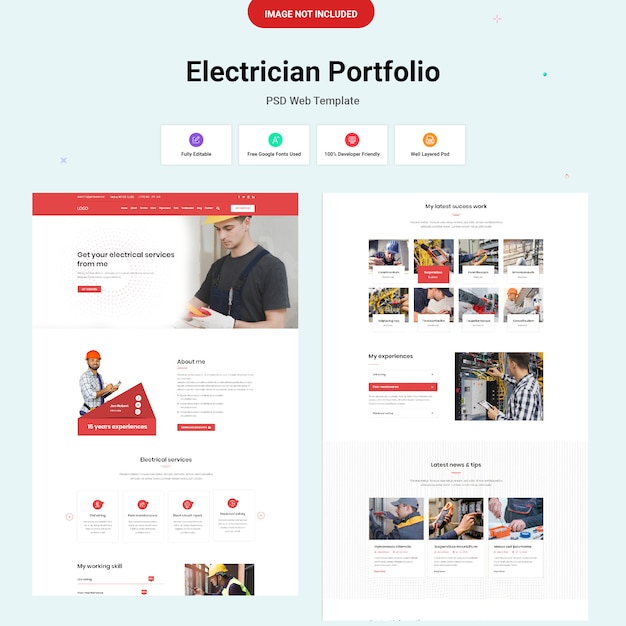 Elecrician portfolio psd-sjabloon