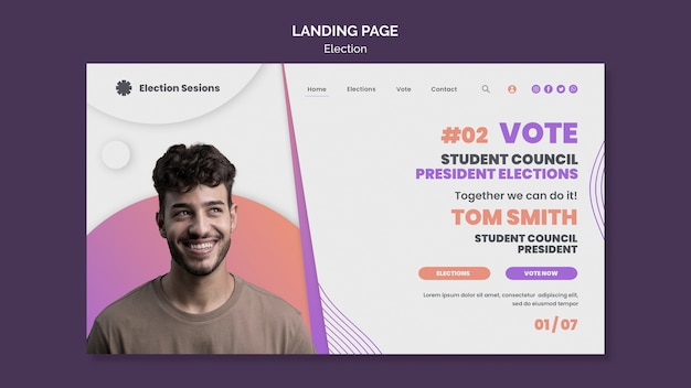 PSD election landing page design template