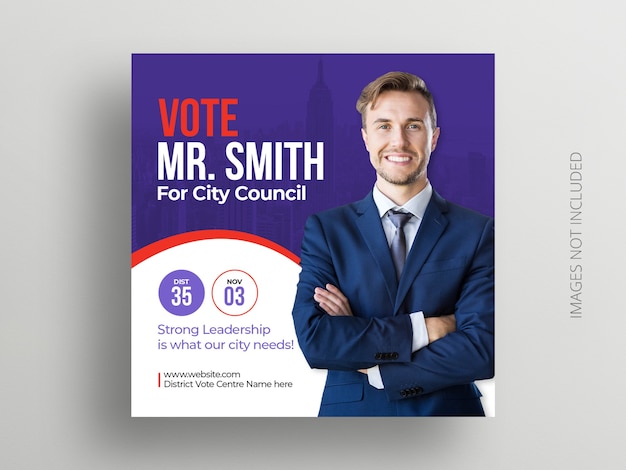 Election social media instagram post banner and Square flyer template