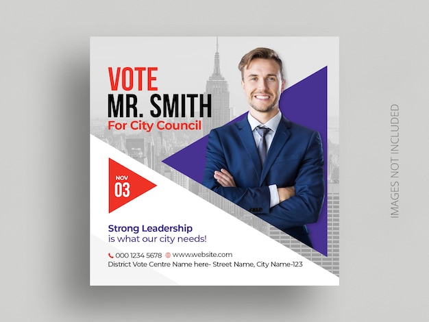 Election social media post banner and square poster template