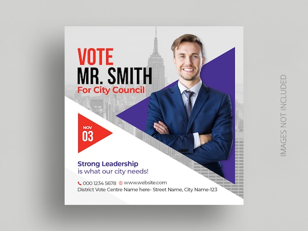 PSD election social media post banner and square poster template