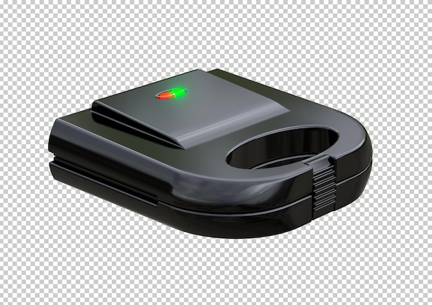 Creatore di sandwich elettrico nero isolato su priorità bassa bianca. rendering 3d