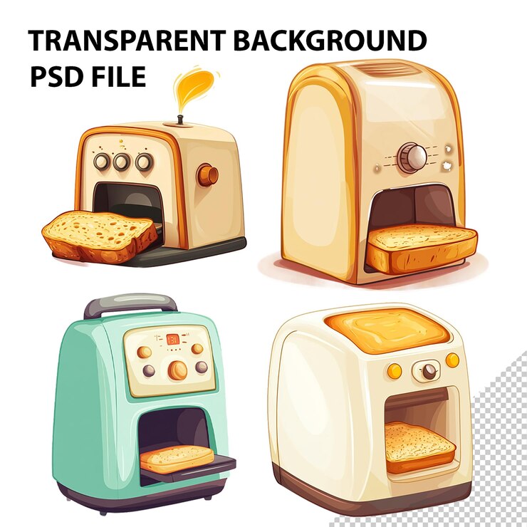 PSD electric bread maker isolated on transparent background