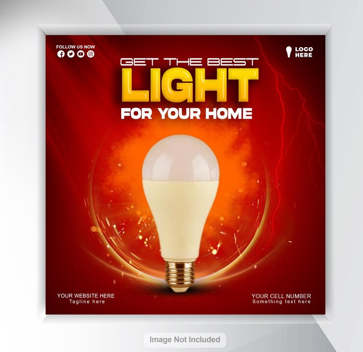PSD electric bulb sale promotional social media poster design