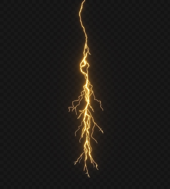 Electric charge energy strike cutout on transparent backgrounds 3d rendering png