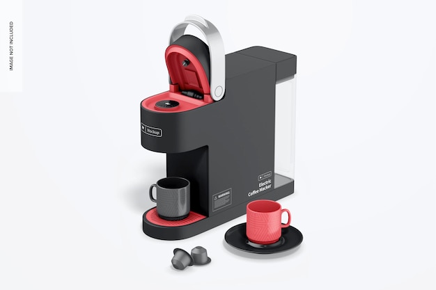 Electric Coffee Maker Mockup, Right View