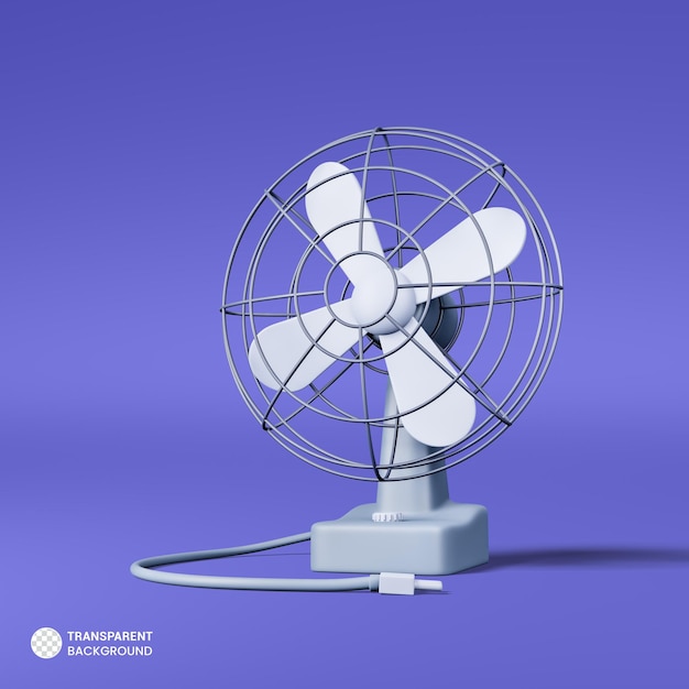 Electric Desk Fan Icon Isolated 3d render illustration