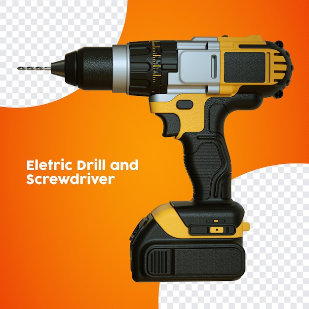 Electric drill electric screwdriver isolated element side view for composition