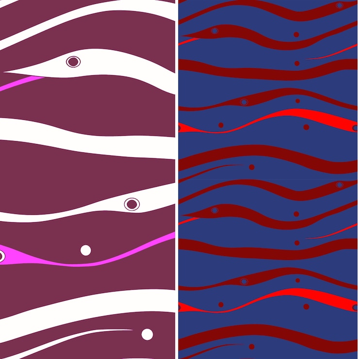 PSD electric eel with elongated silhouette stylized minimal grap nature pattern vector designs