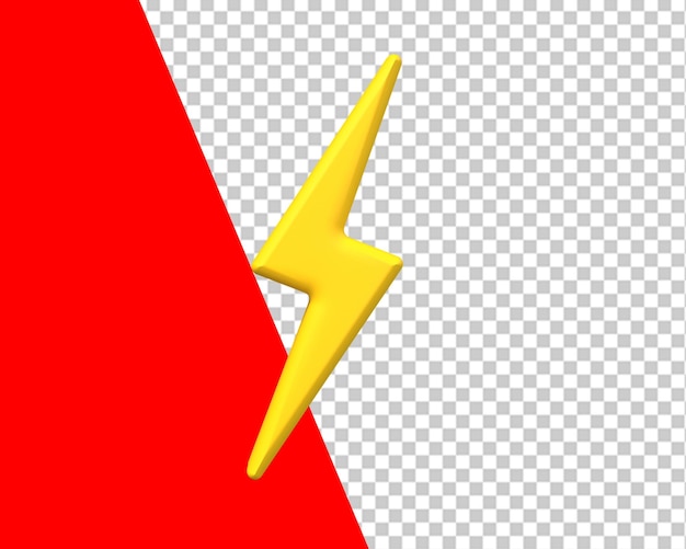 PSD electric energy gold lightning bolt 3d