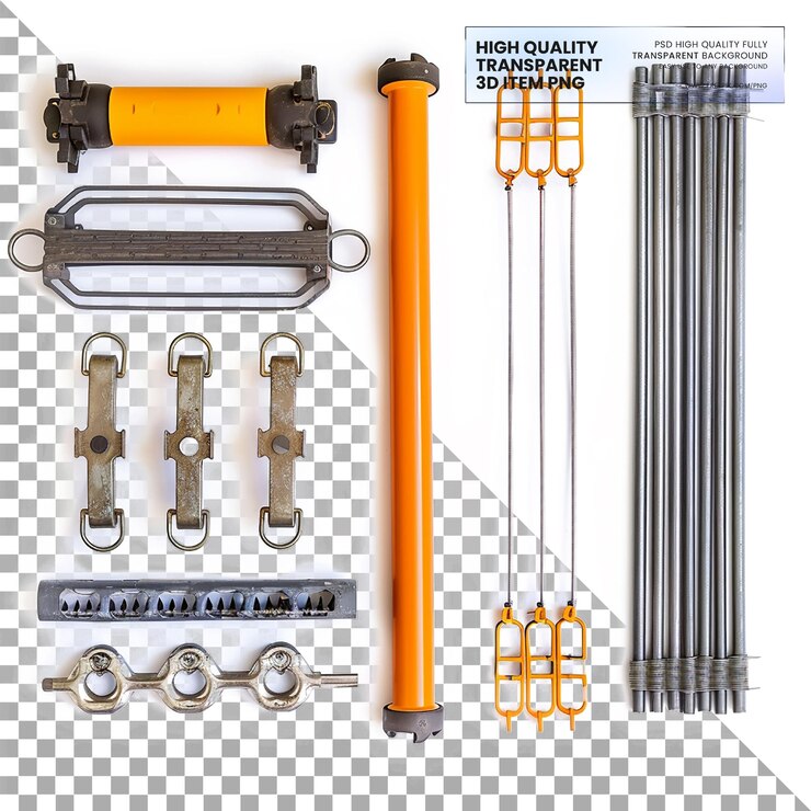 PSD electric fencing a set of electric fencing equipment on transparent background