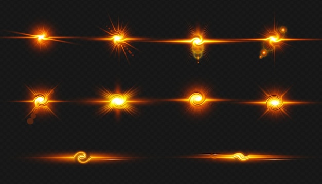 Premium PSD  Electric fire lens flares on black background