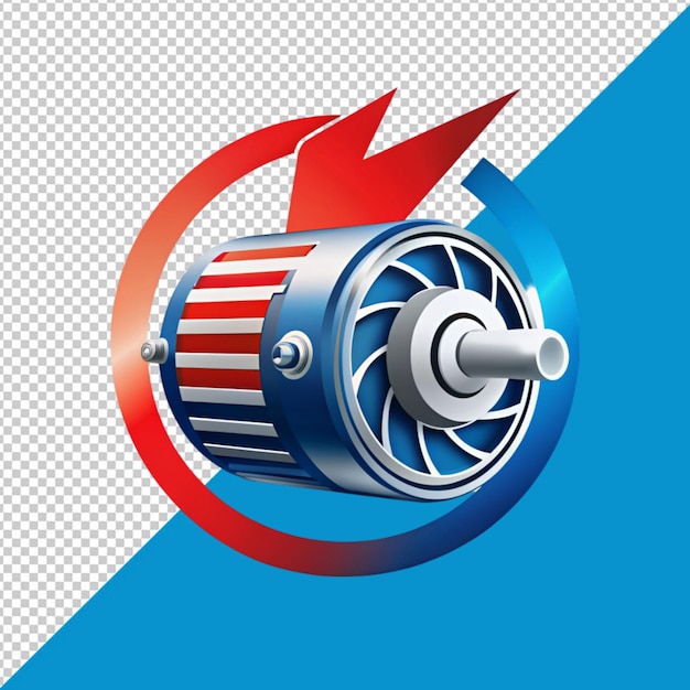 PSD electric motor logo on transparent background