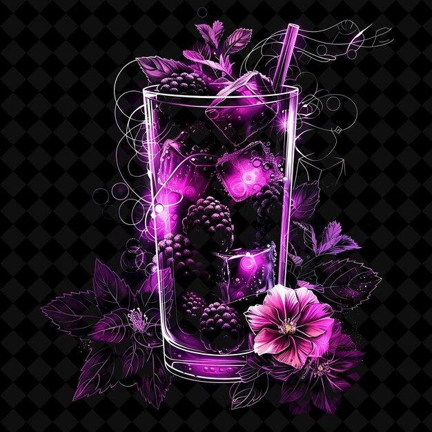 Premium PSD Electric Purple Blackberry Mojito With Muddled Mint