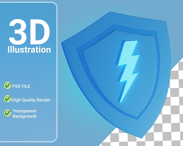 PSD ui と web、electric sheild 3 d シンボルの電気シールド アイコン