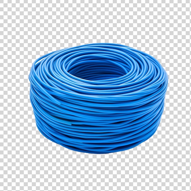 electrical blue wire roll isolated on transparent background
