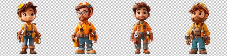 PSD electrician fixing with transparent background