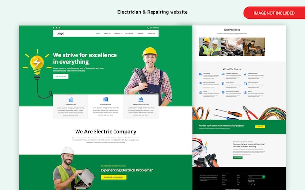 Electrician amp repairing website page design template