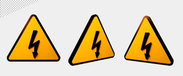 PSD electricity danger sign label in 3d render free psd