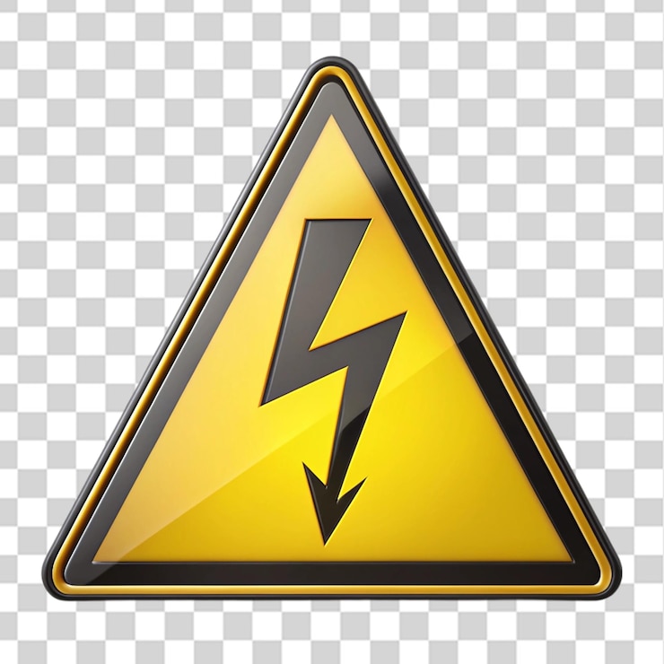 PSD electricity sign isolated on transparent background