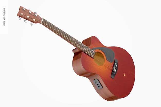 PSD electro acoustic guitar mockup, perspective