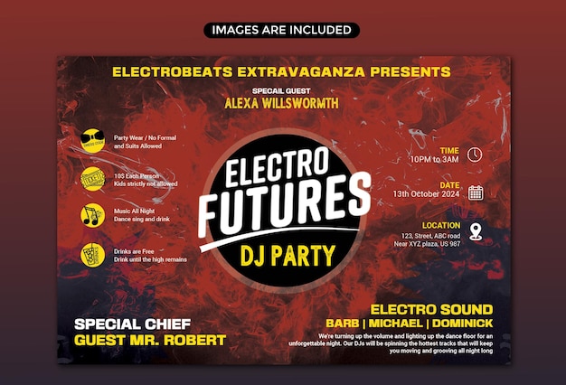 electro futures dansfeest en muziekfeest creatieve flyer ontwerpsjabloon flyer sjabloonontwerp