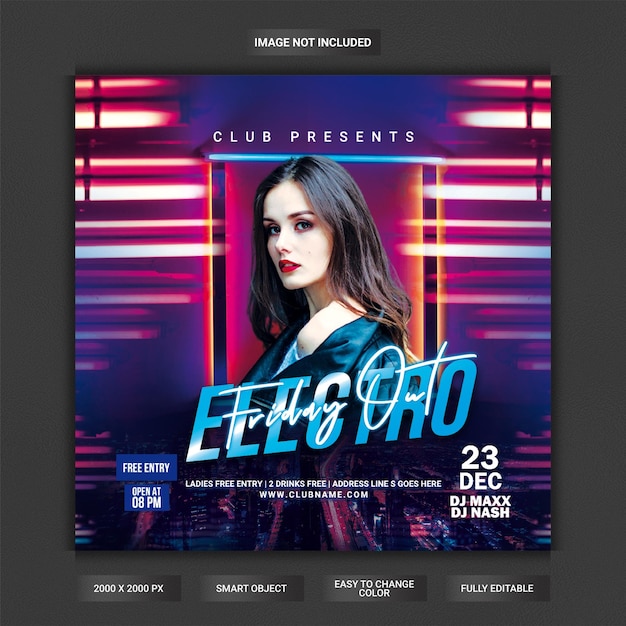 Electro night club party flyer