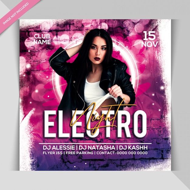 Electro night party banner template