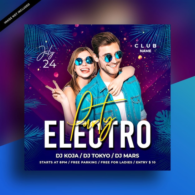 Electro night party flyer template