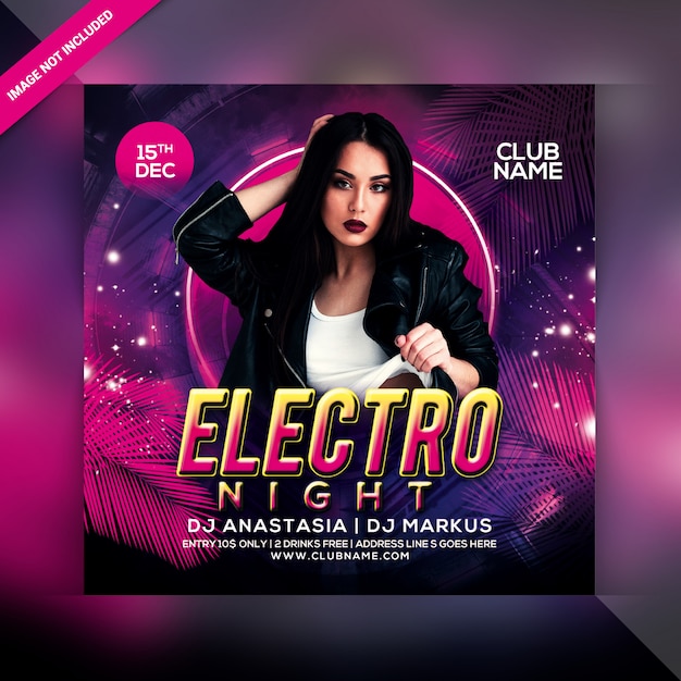 Electro night party flyer