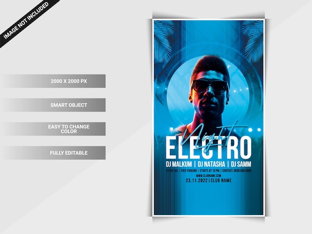 Electro night party instagram web banner template