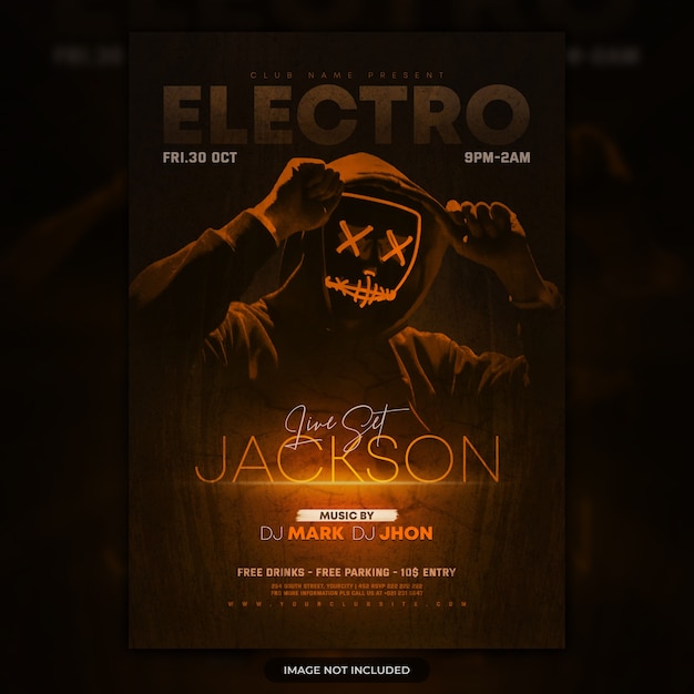 Electro party flyer or event poster template